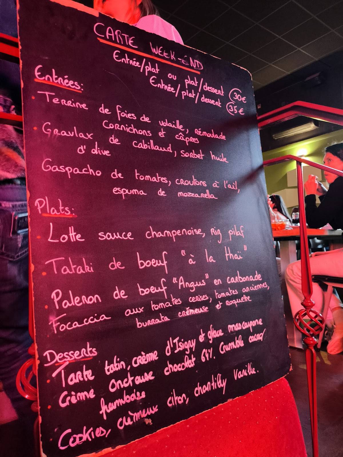 Menu de Le Dancing
