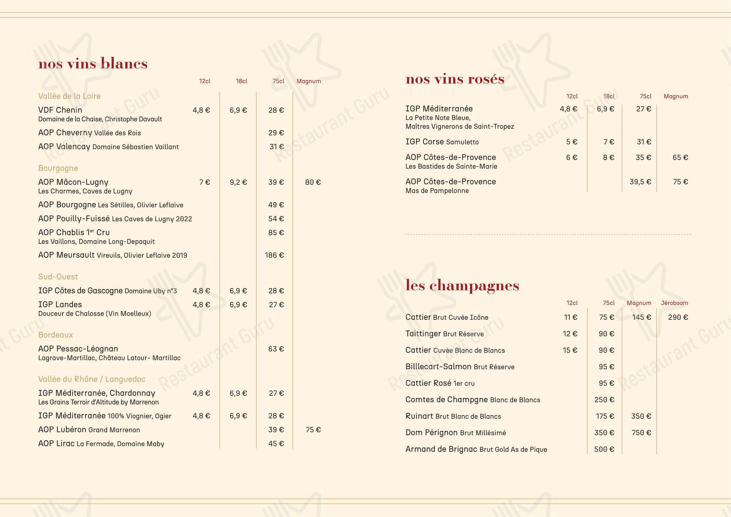 Menu pour Le Mabilay - Menu