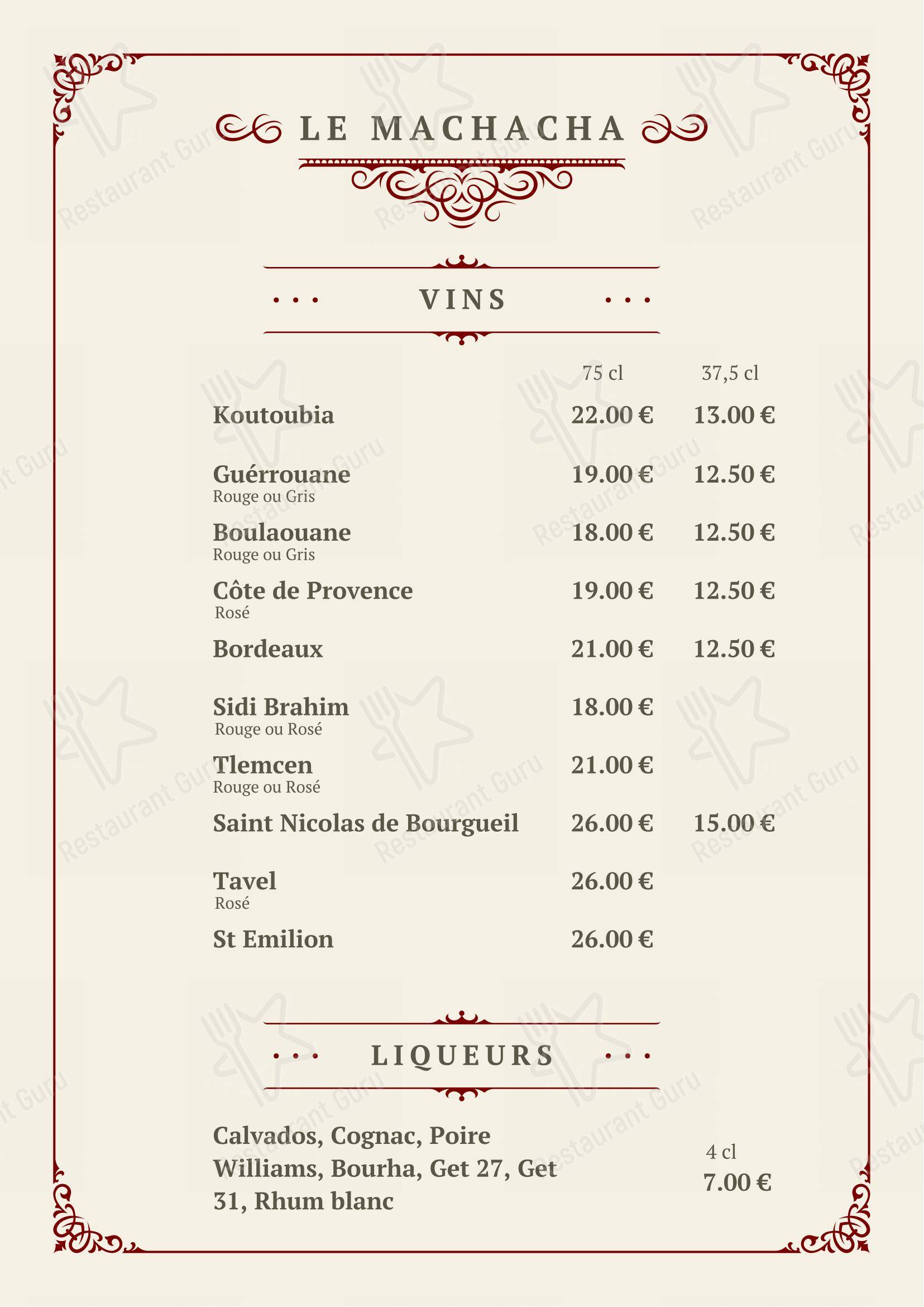 Le Machacha dans Rouen - Menu