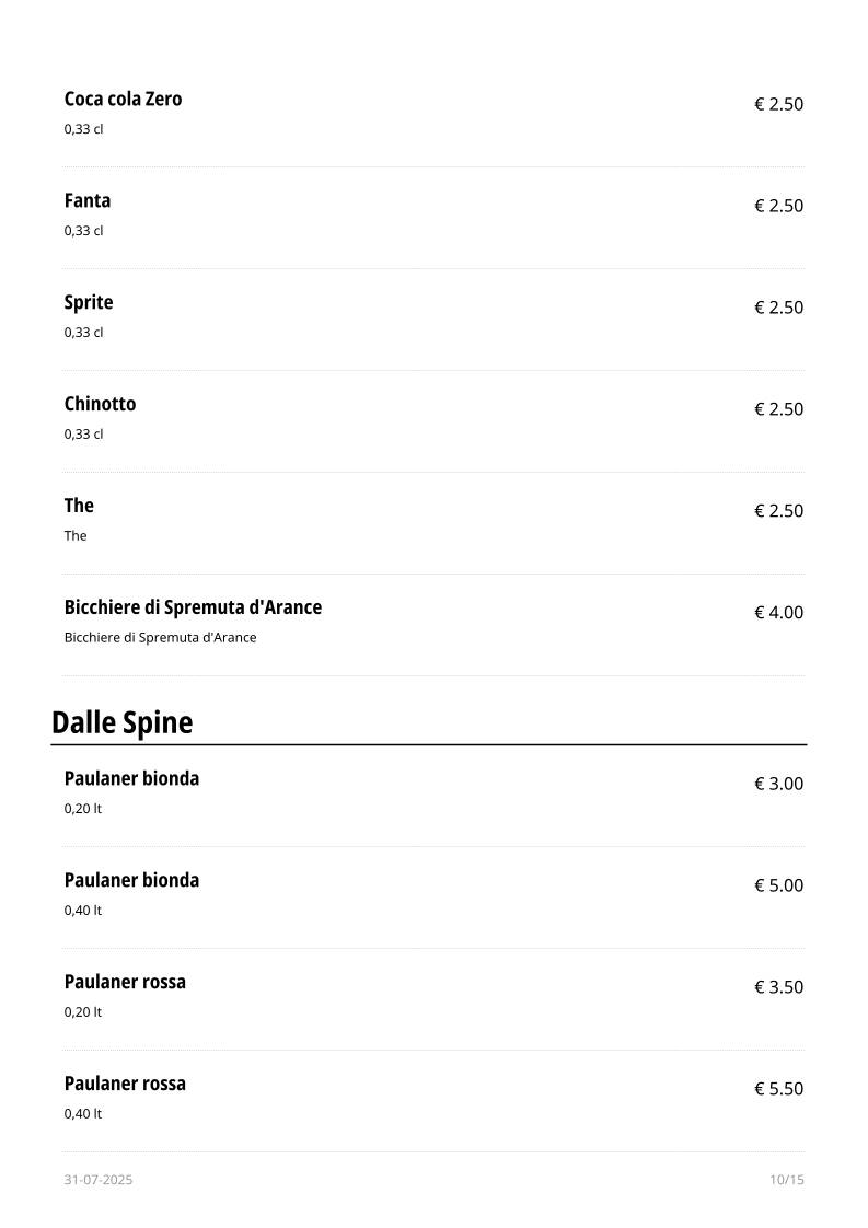 Menu di Le Maschere 