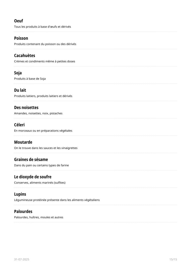 Menu di Le Maschere 