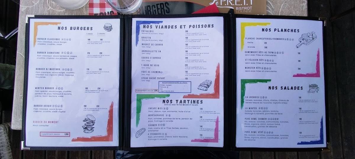 Menu de Le PRETY Loches