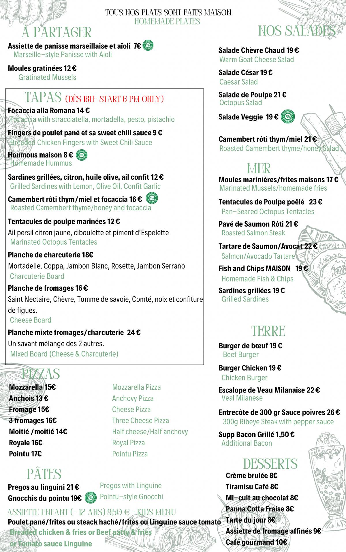 Menu de Le Pointu