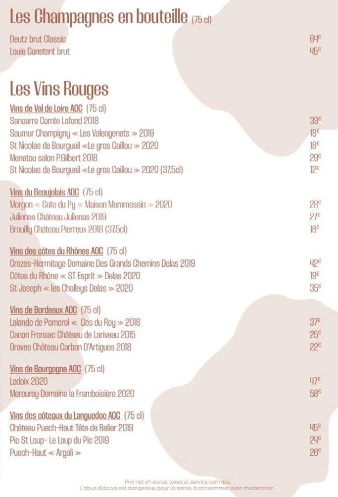 Menu de Le Stromboli