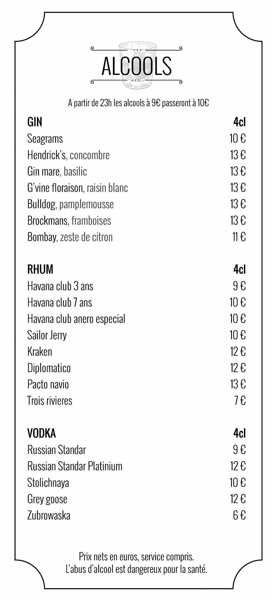 Menu de Le Biniou Mercière