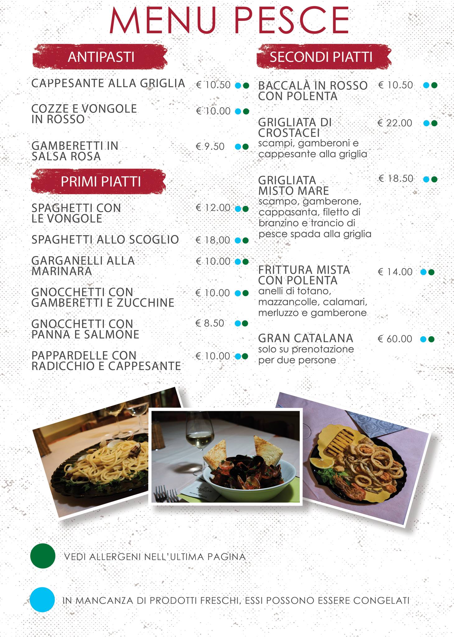 Menu di Le camille ristorante pizzeria e locanda 