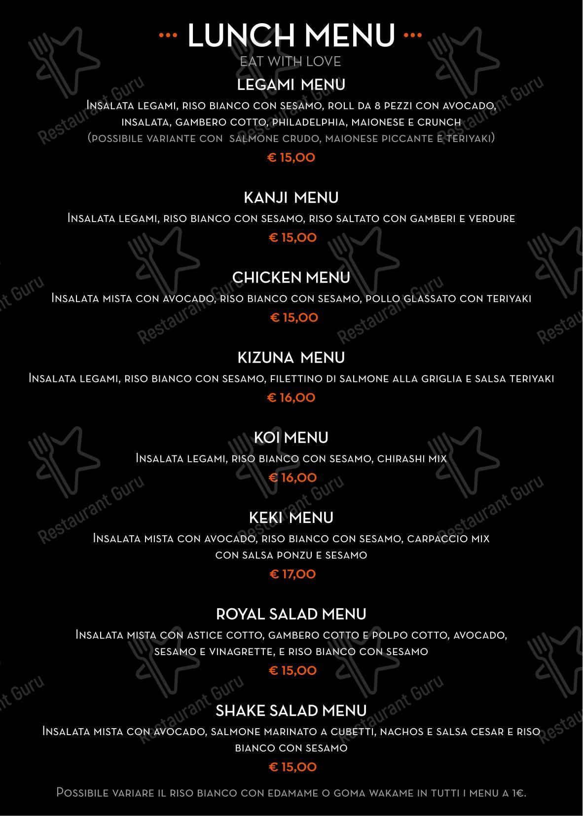 Menu bar per Legami Sushi & More ROMA in Roma