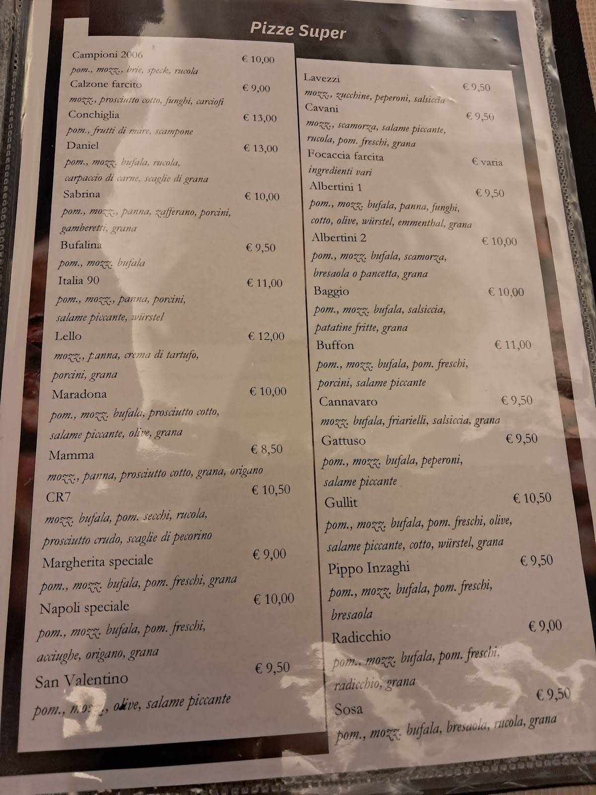 Menu di Ristorante Pizzeria La Conchiglia 
