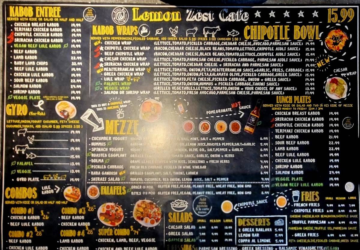 Menu at Lemón Zëst pub & bar, Azusa