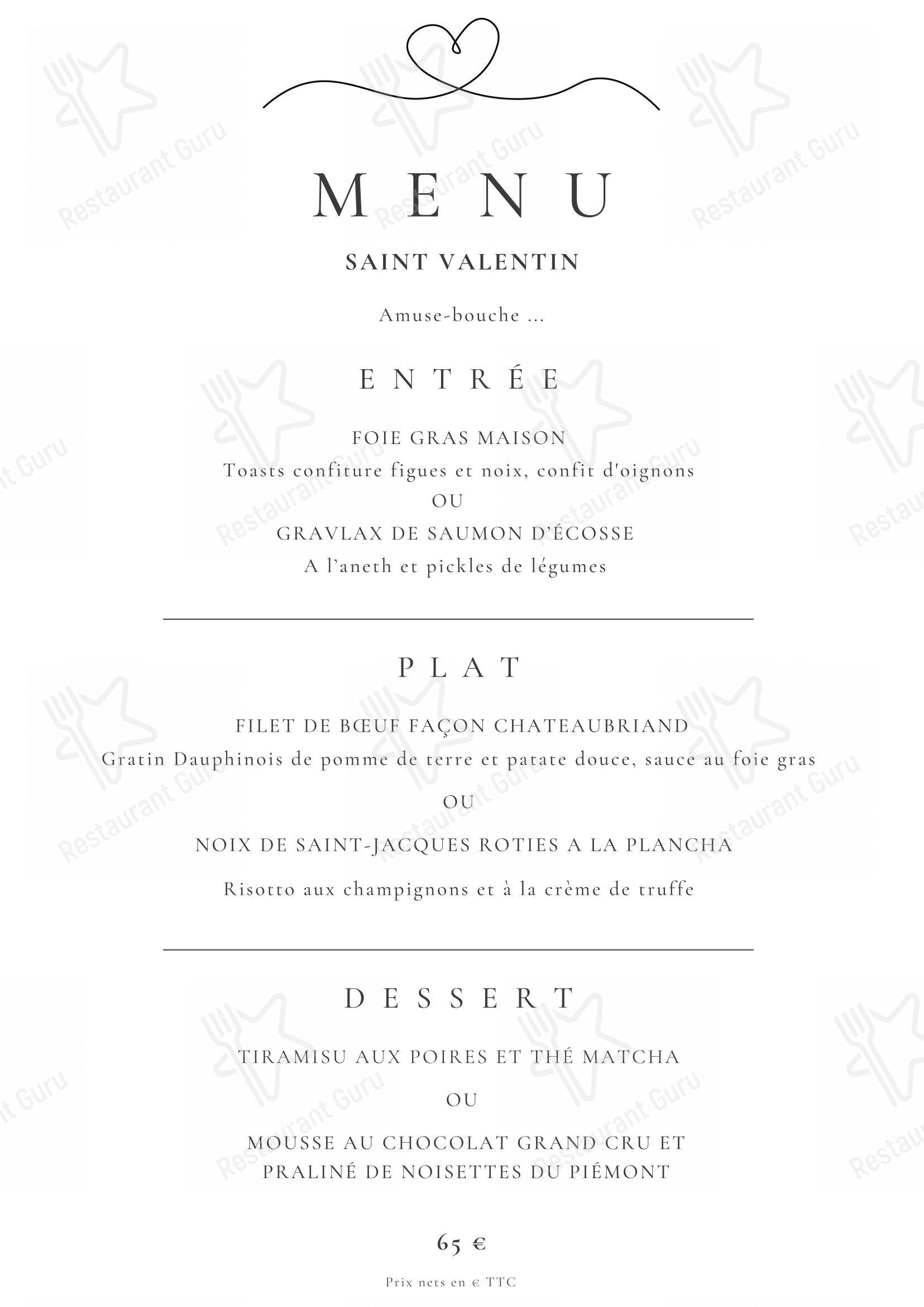 Menu pour Les Rupins - Restaurant Parisien - Menu bar