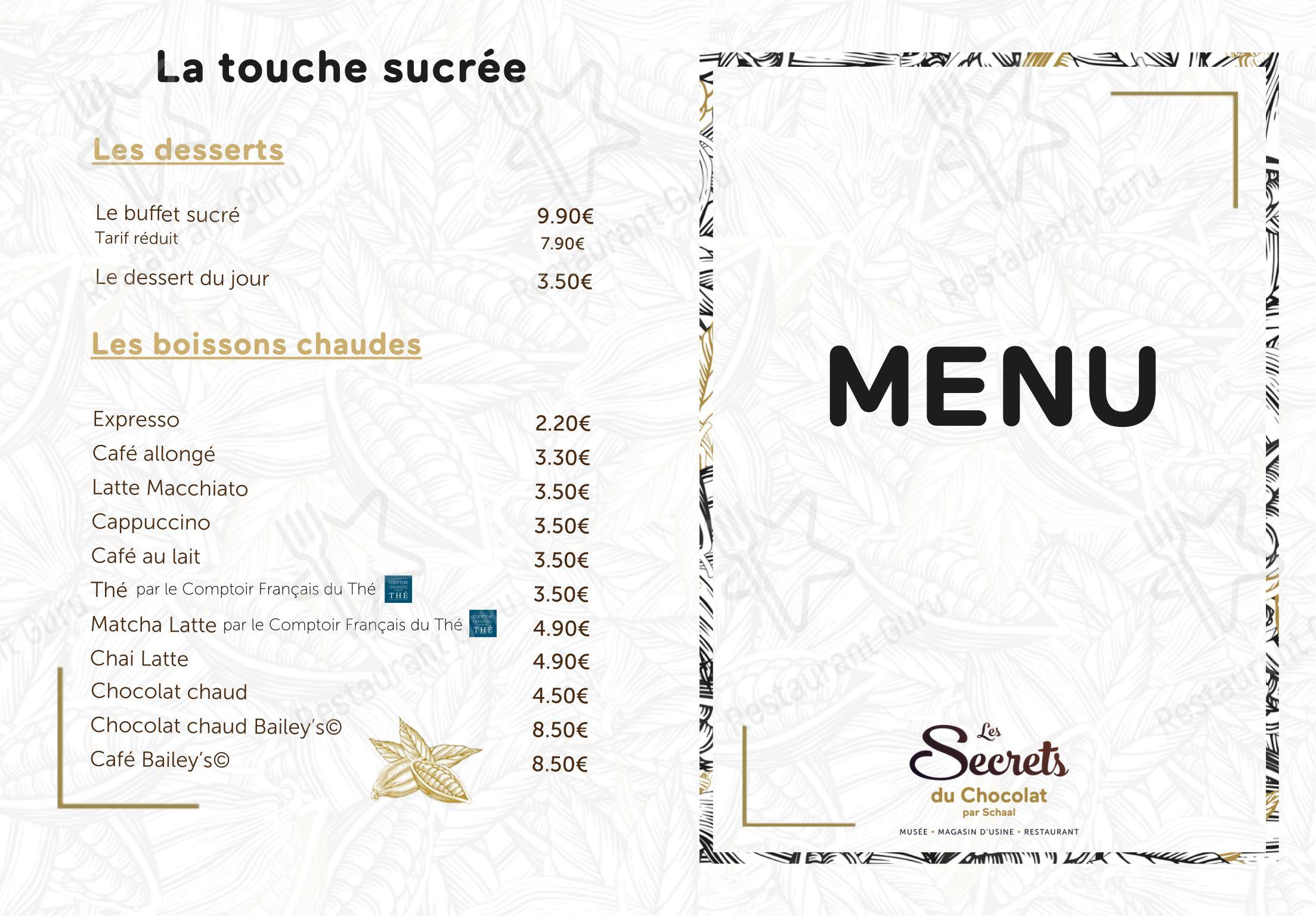 Menu pour Musée du Chocolat - Musée & Restaurant - Menu bar
