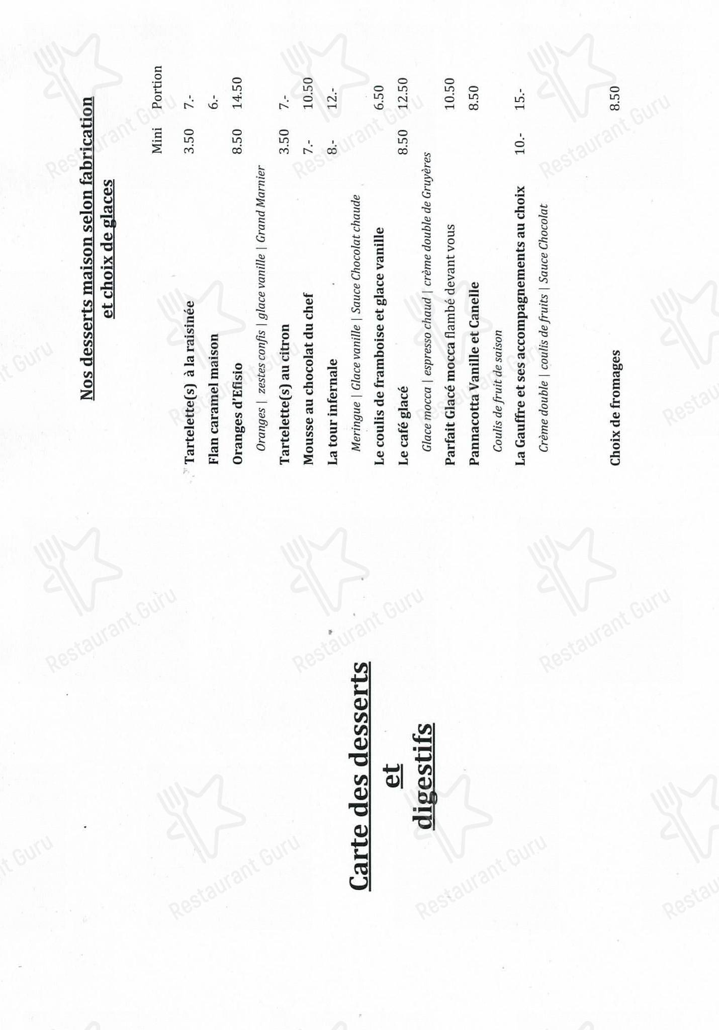 Menu per Brasserie Les Trois Rois SA ristorante