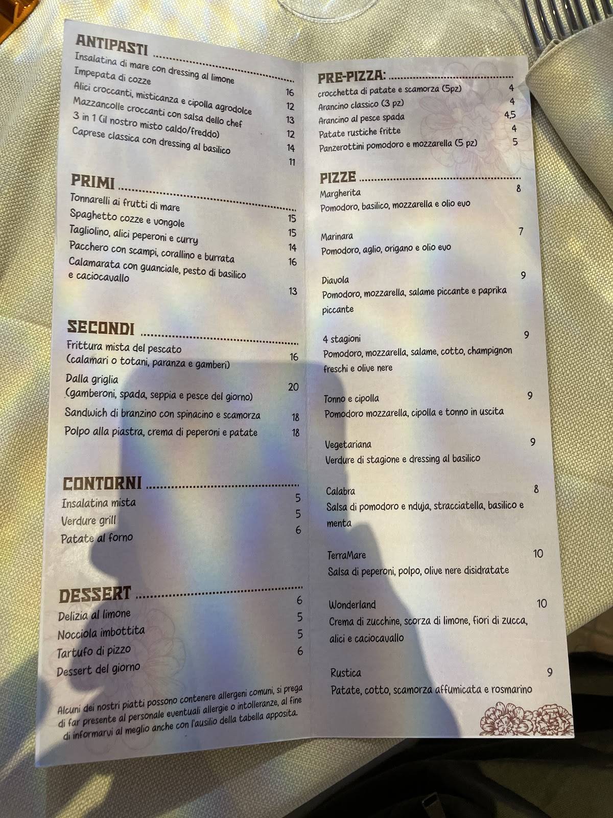 Menu di Lido el Sombrero 