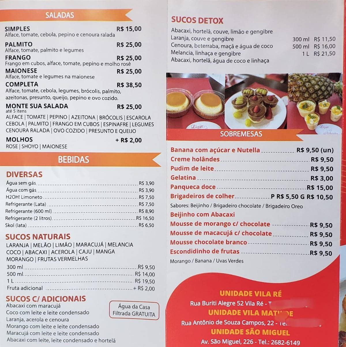 Ligia Refeições Vila Marieta/penha cardápio