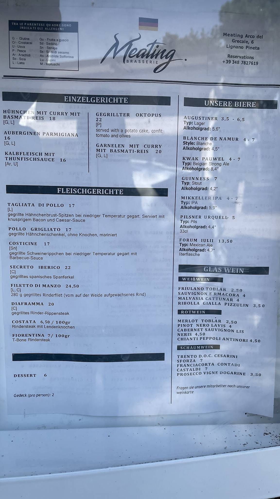 Menu di Meating Brasserie 