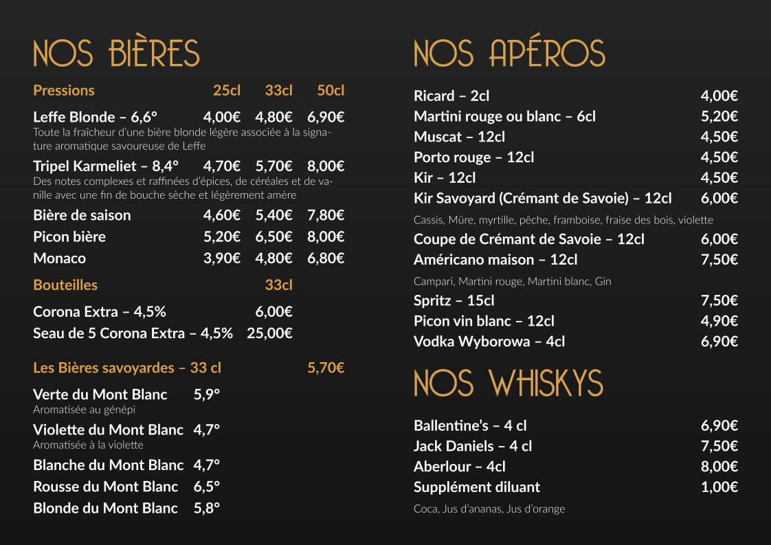 Menu de Le Ch'ti Charivari