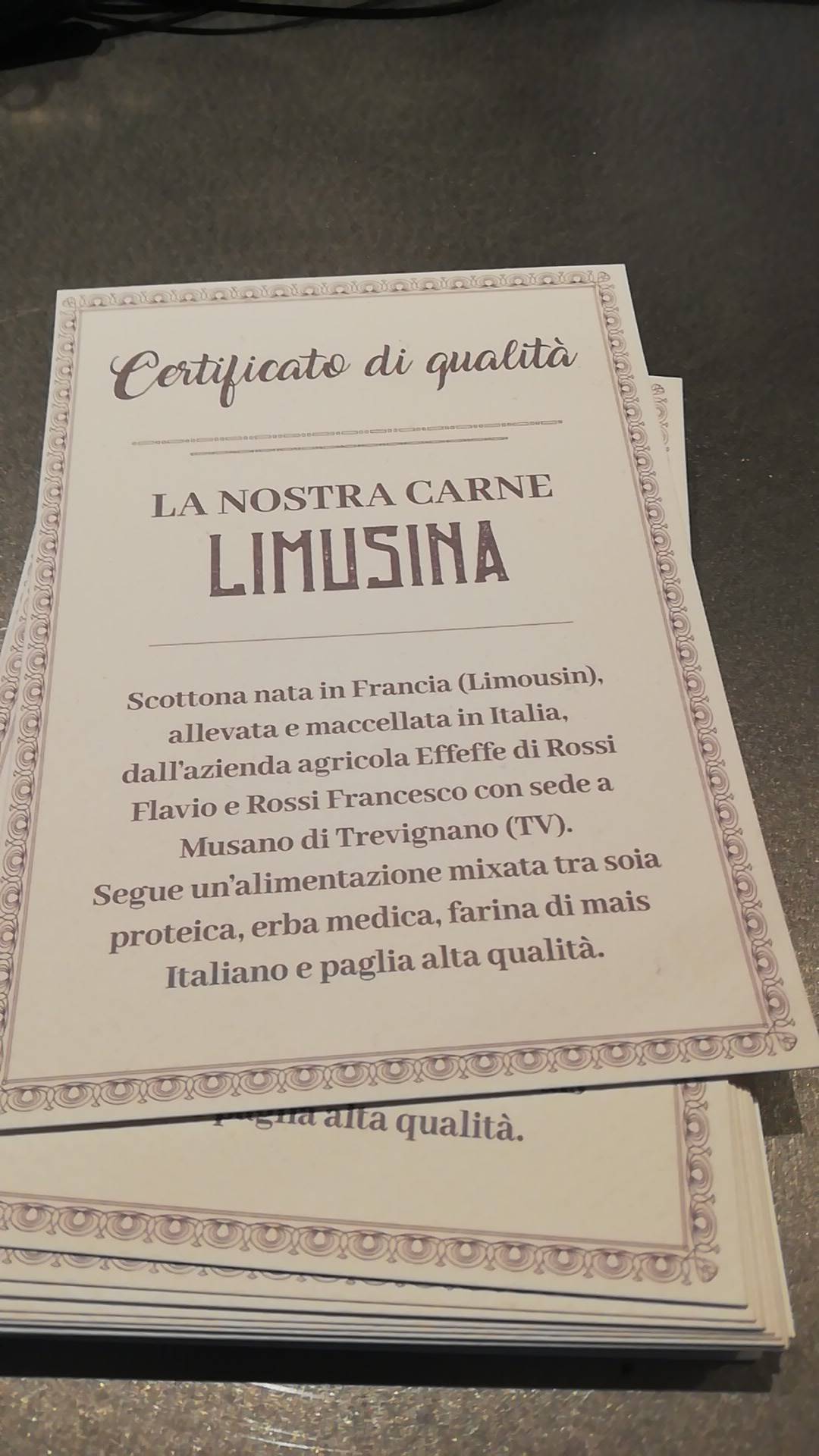 Menu di Ristorante Limusina 