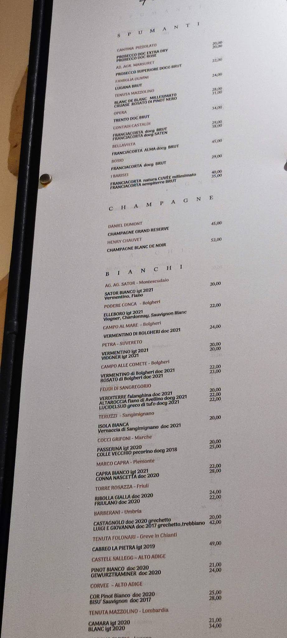 Menu di Lo scaccia 
