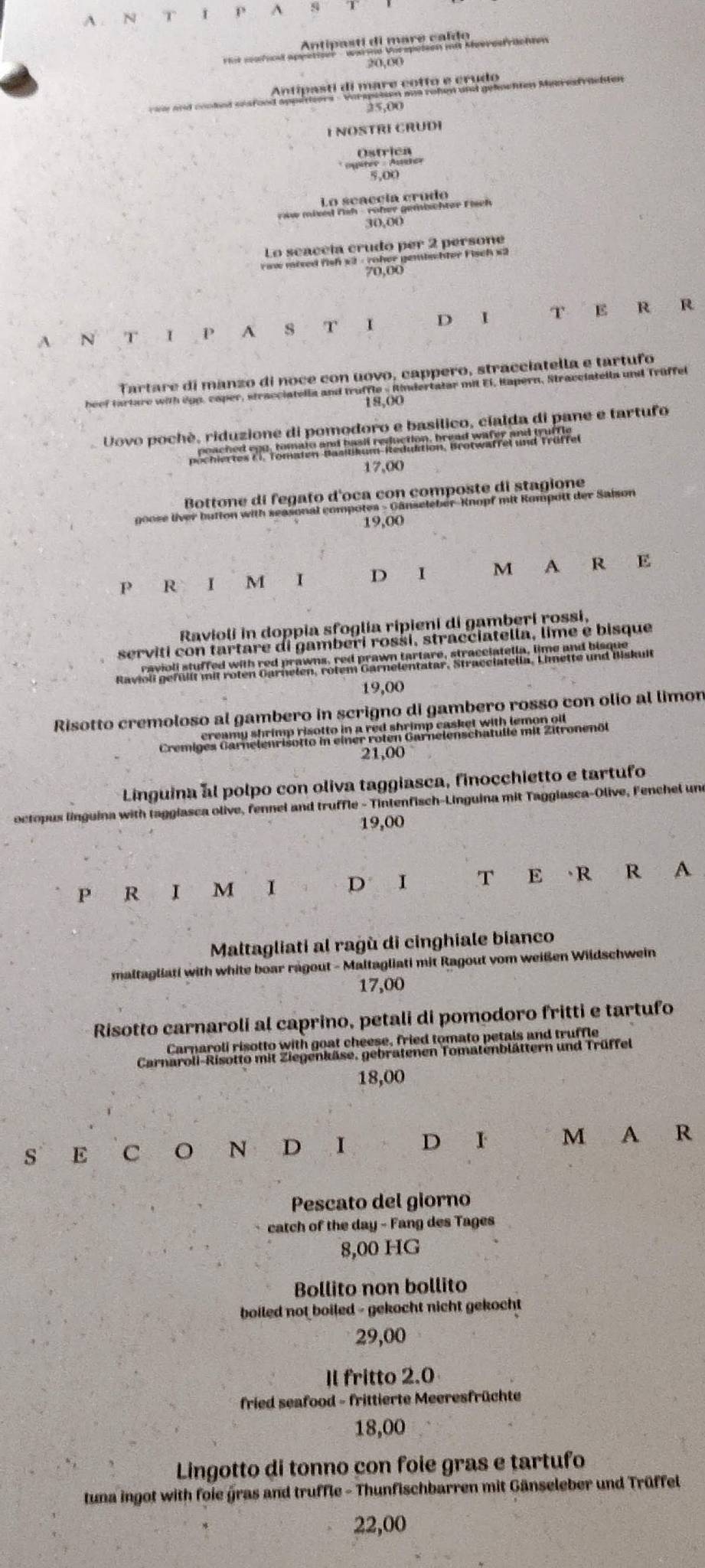 Menu di Lo scaccia 