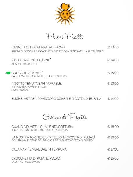 Menu di Ristorante Locanda del Sole 