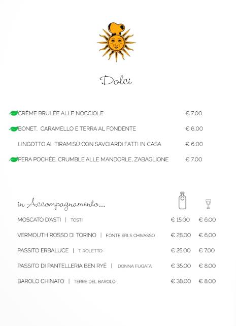 Menu di Ristorante Locanda del Sole 