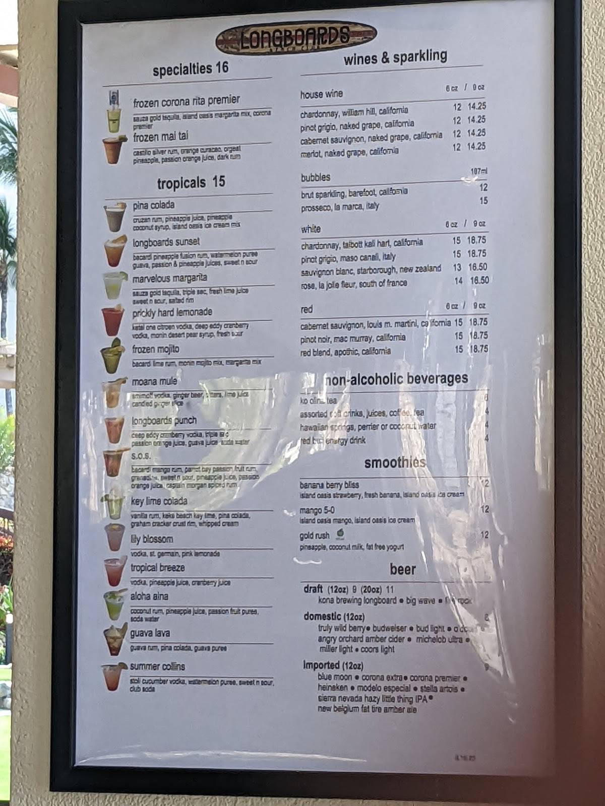 Menu at Longboards pub & bar, Kapolei
