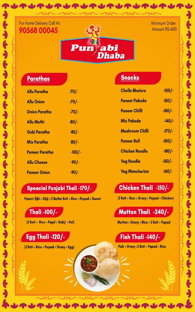 Punjabi Dhaba menu