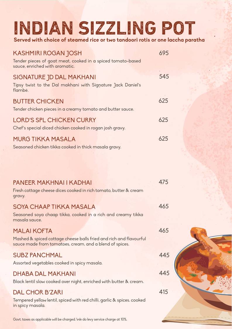 Lord Of The Drinks menu