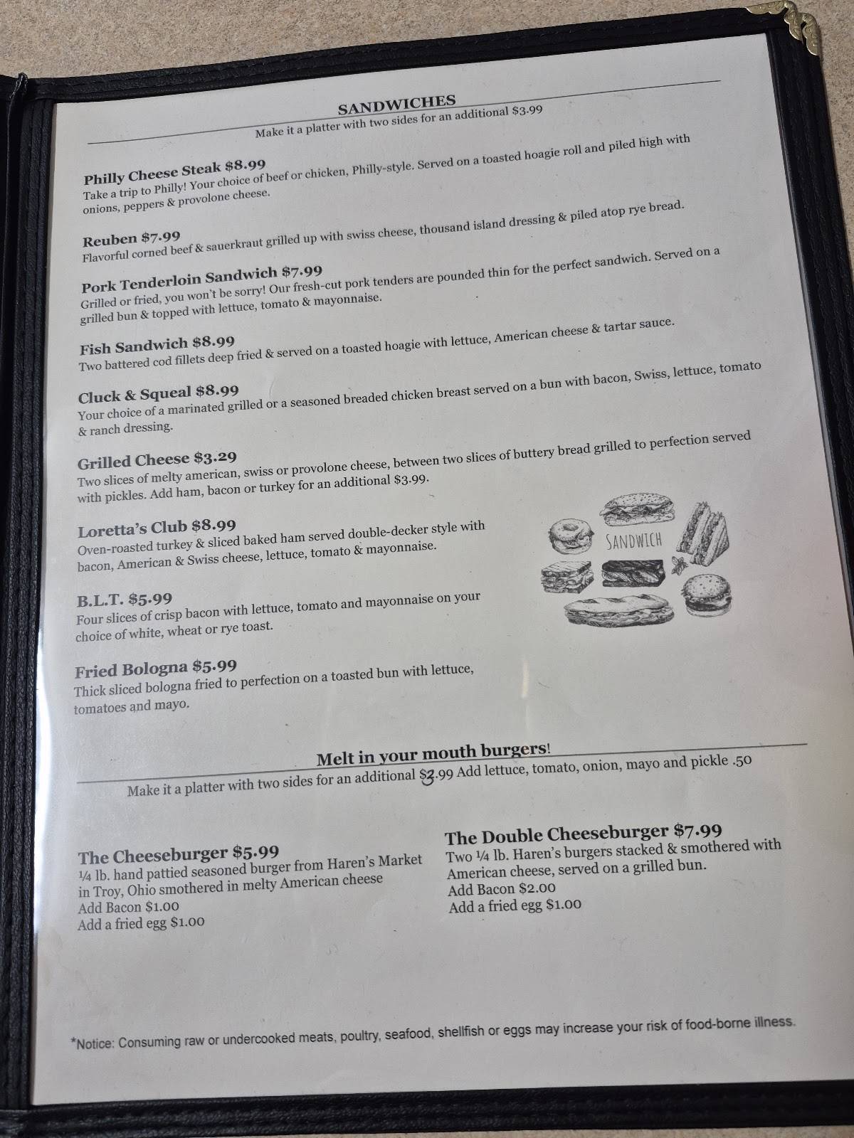 Menu at Loretta's Country Kitchen restaurant, Christiansburg