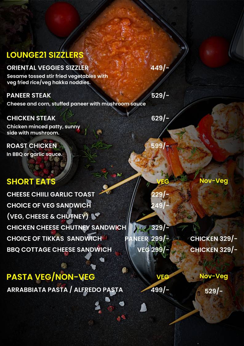 Lounge 21 Indore menu