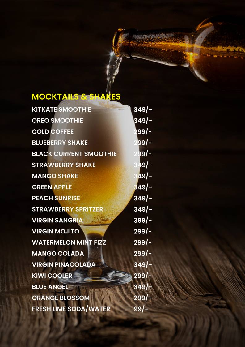 Lounge 21 Indore menu