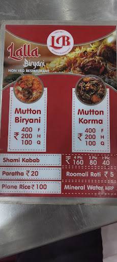Lalla Biryani menu