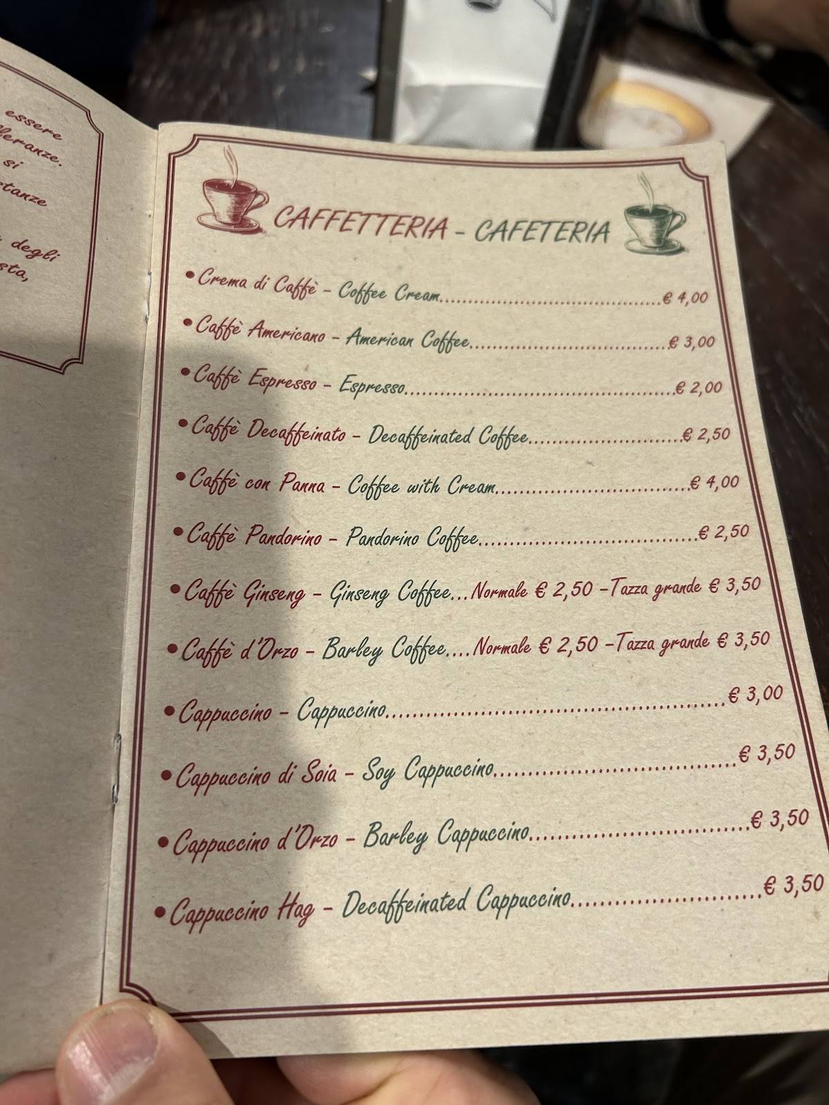 Menu di Luna D'oro 