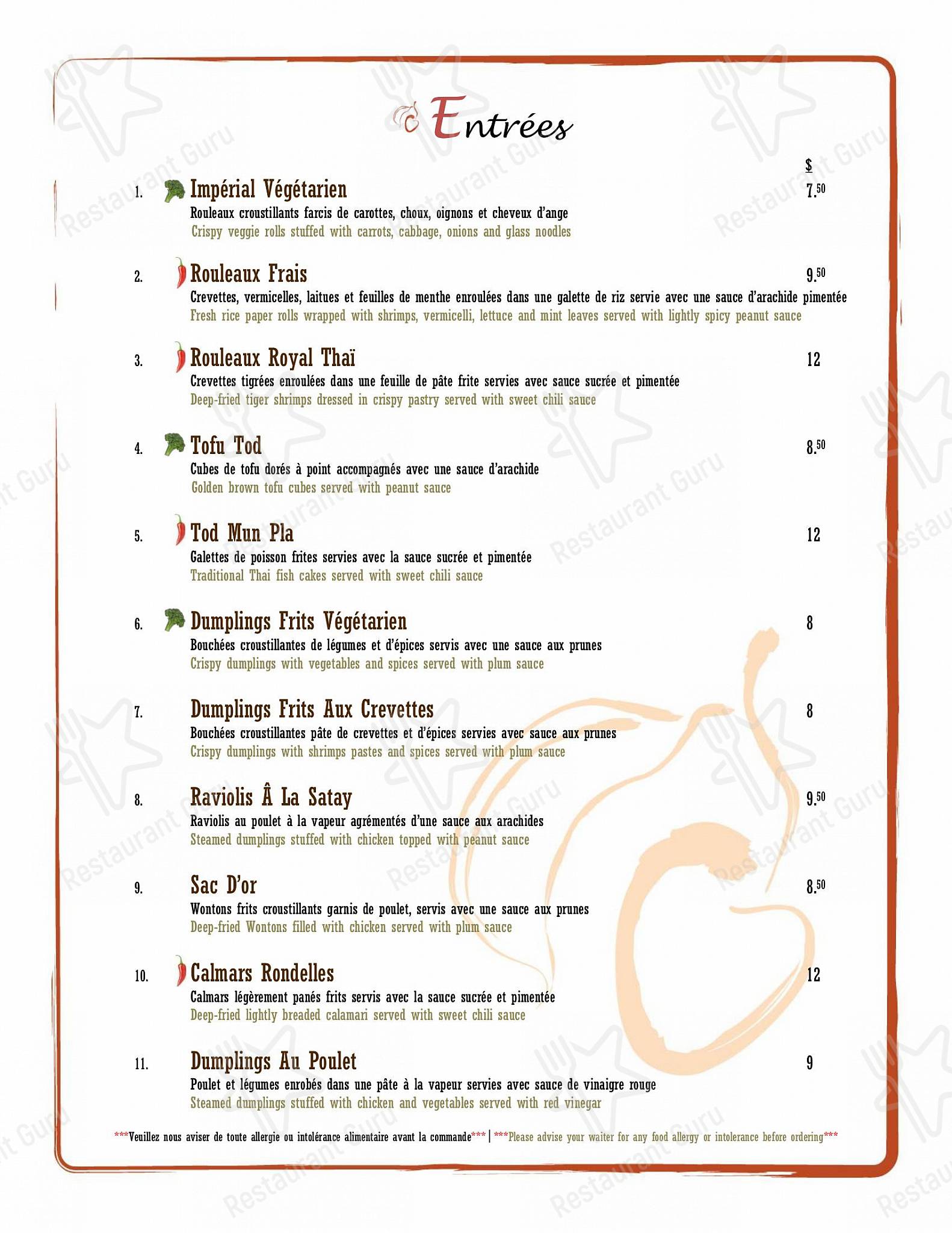 Resto Lychee dans Montréal - Menu
