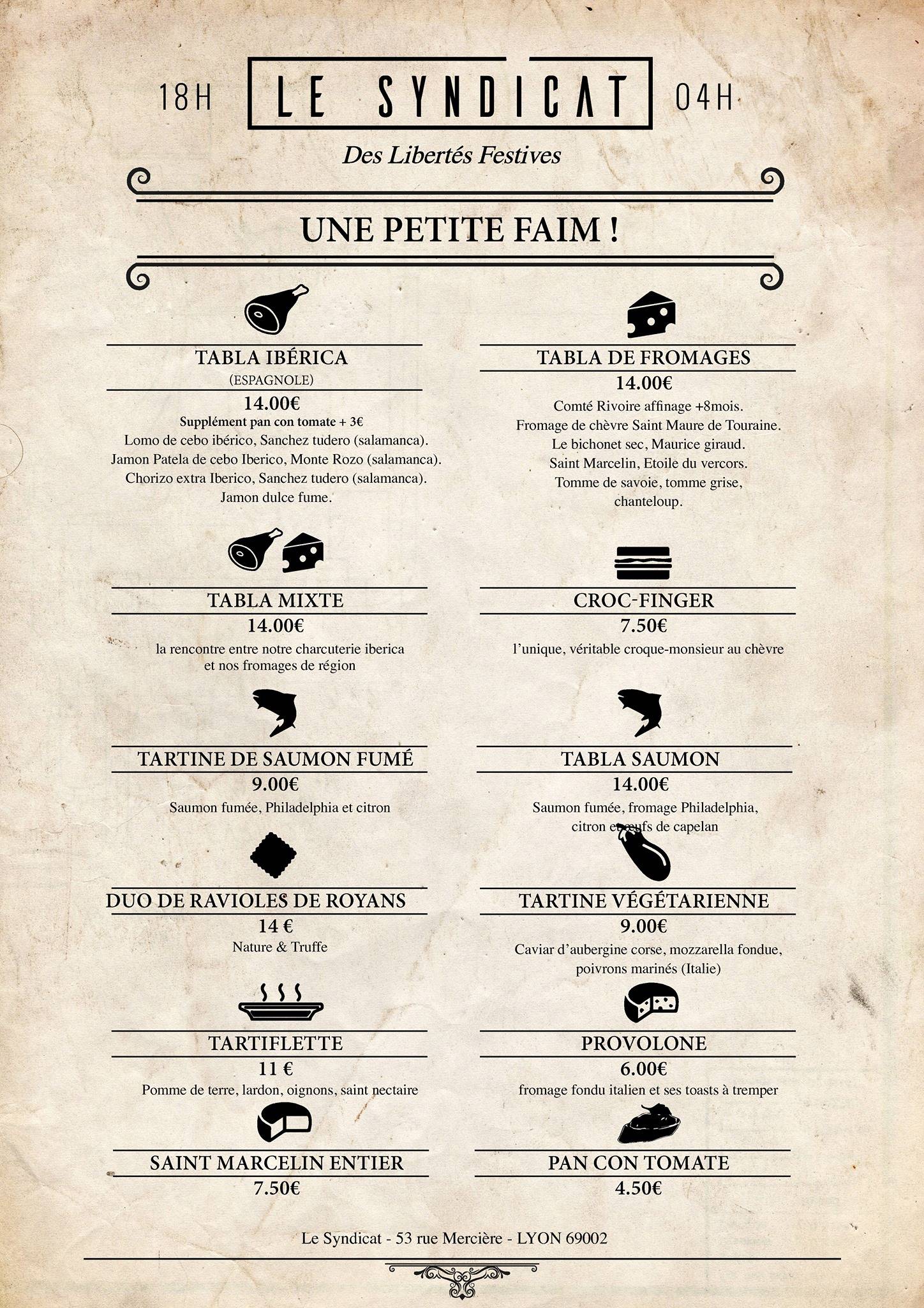 Menu de Le Biniou Mercière