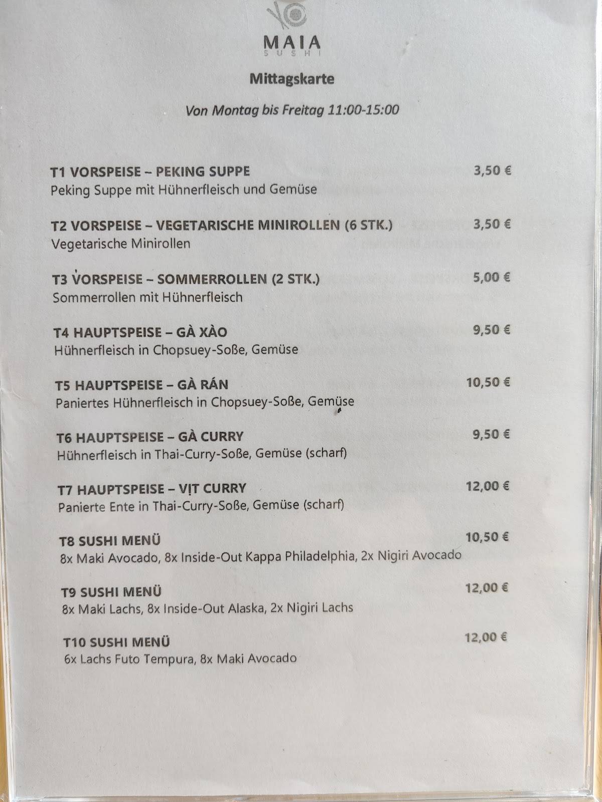 minh asiatische küche und sushi karte