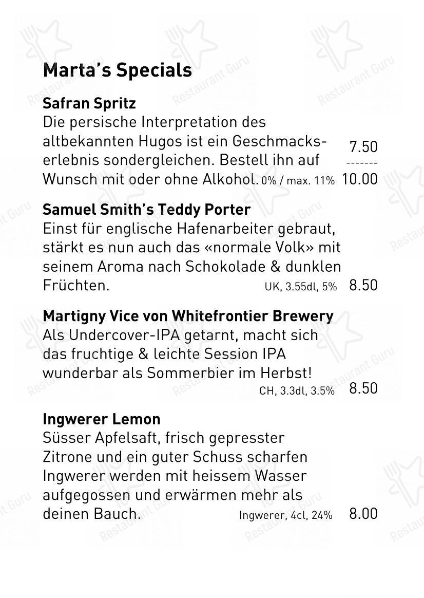 Menu per MARTA Cafe - Music - Bar pub & bar