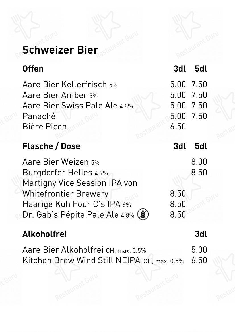 Menu per MARTA Cafe - Music - Bar in Berna