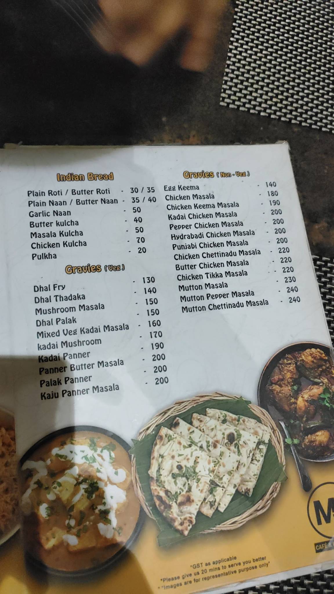 MJs Cafe & Restaurant menu