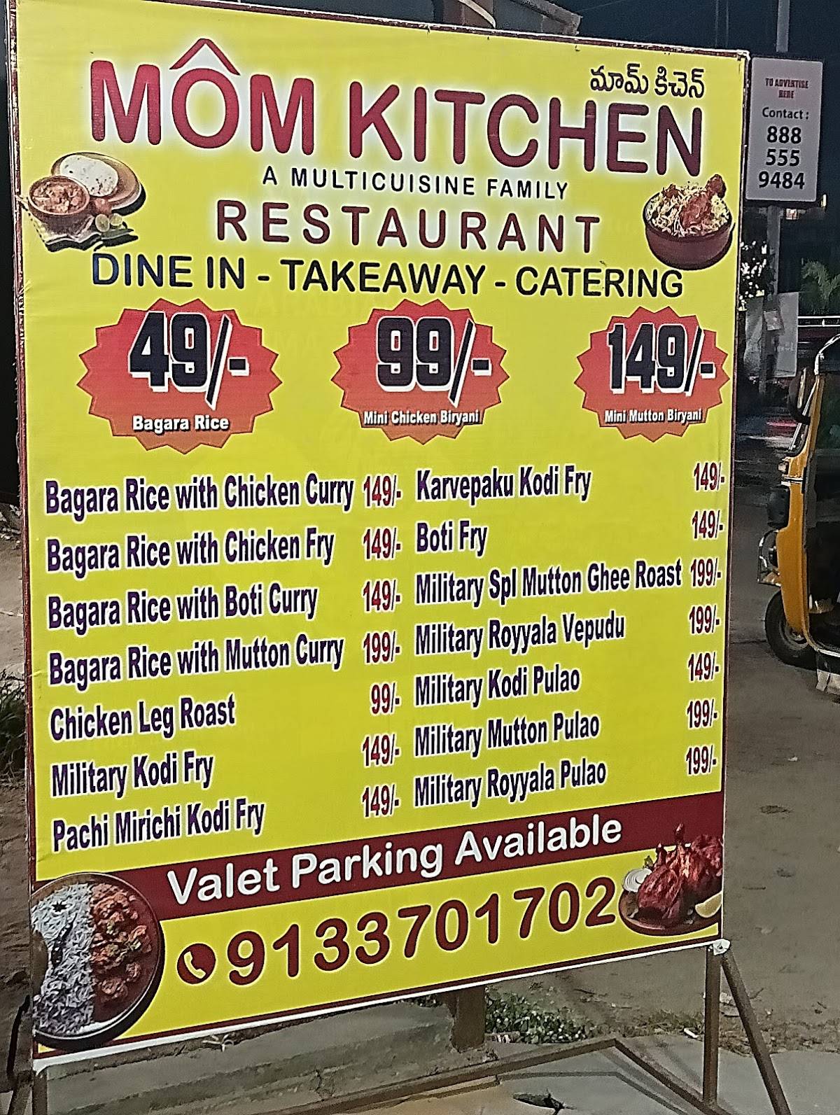 MOM Kitchen Restaurant menu