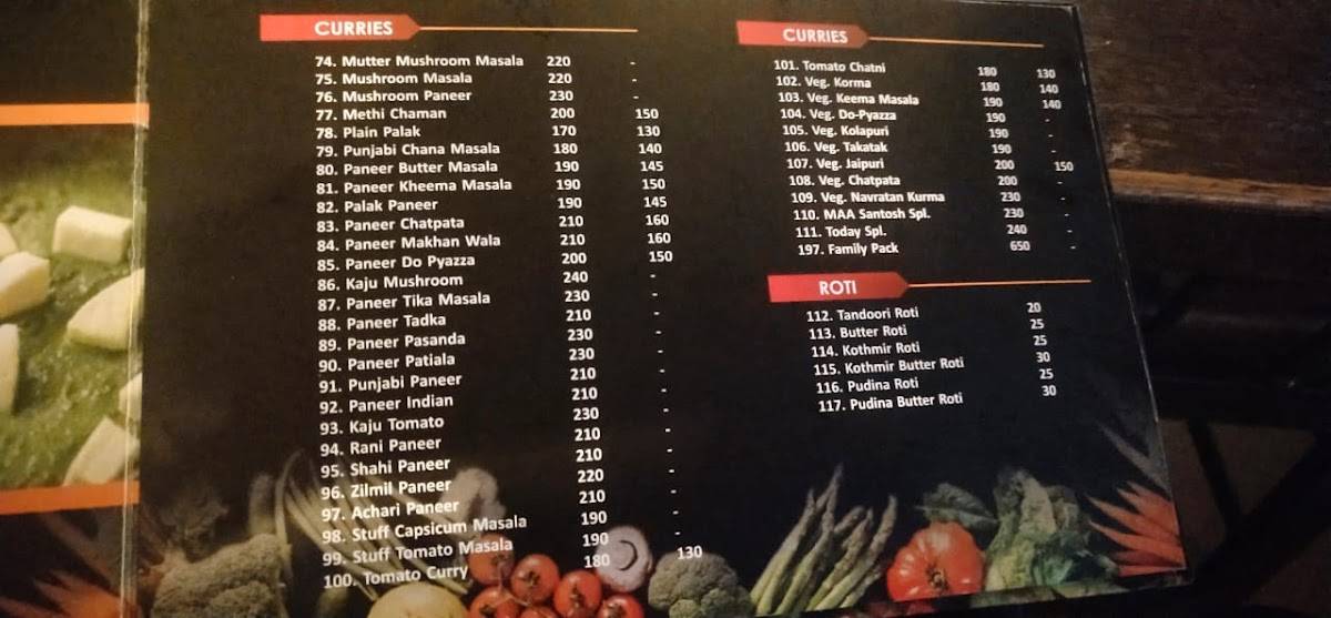 Maa Santosh Dhaba menu