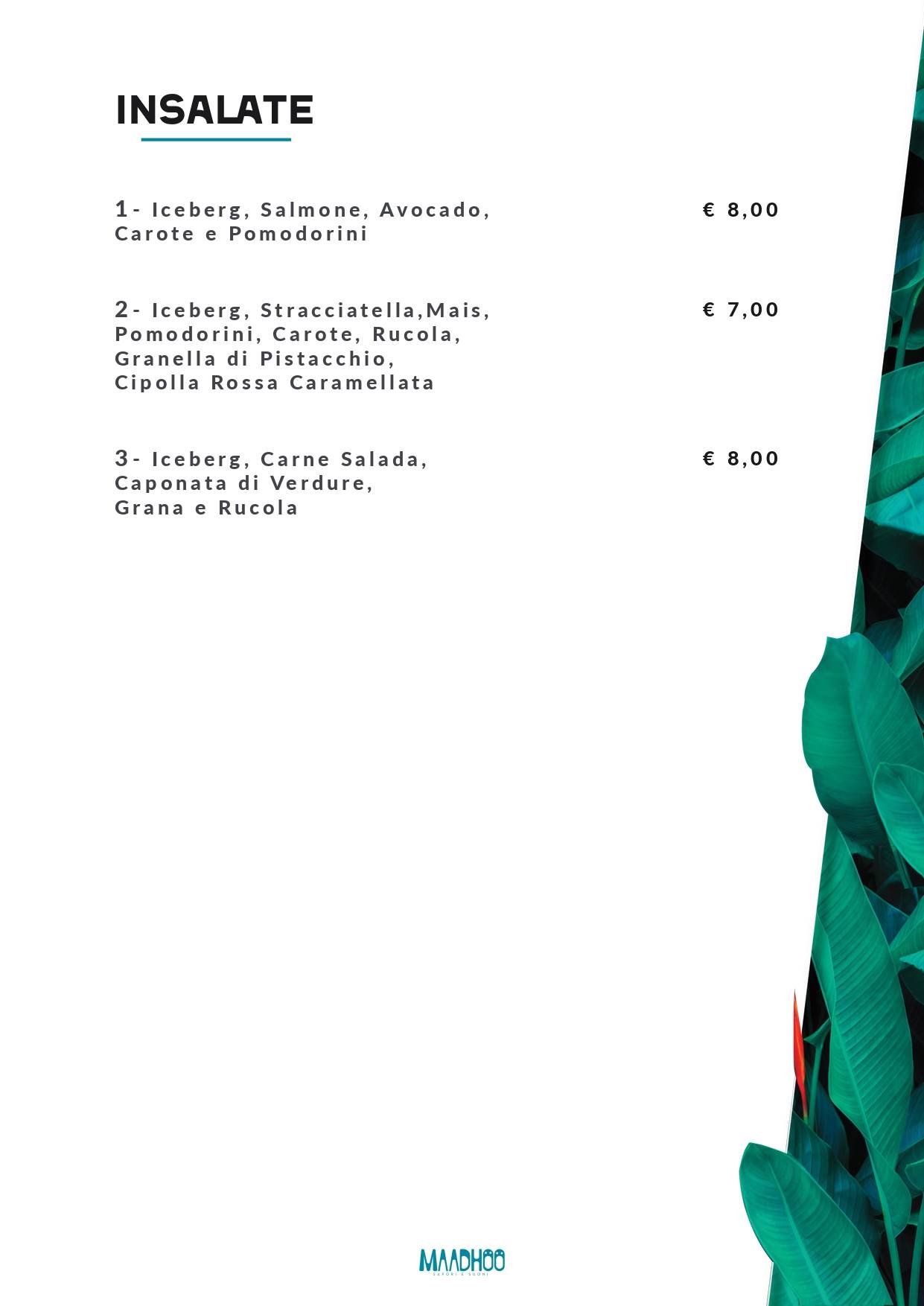 Menu di Maadhoo-sapori e suoni 