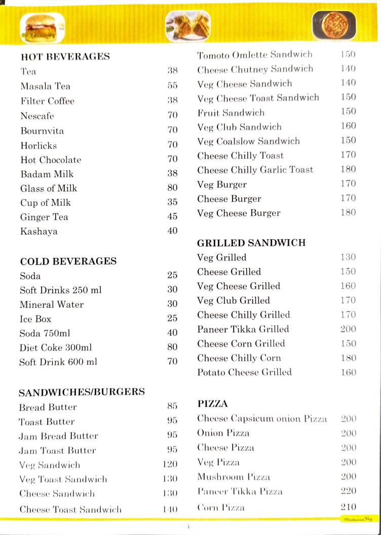 Madhuvan Veg Restaurant menu