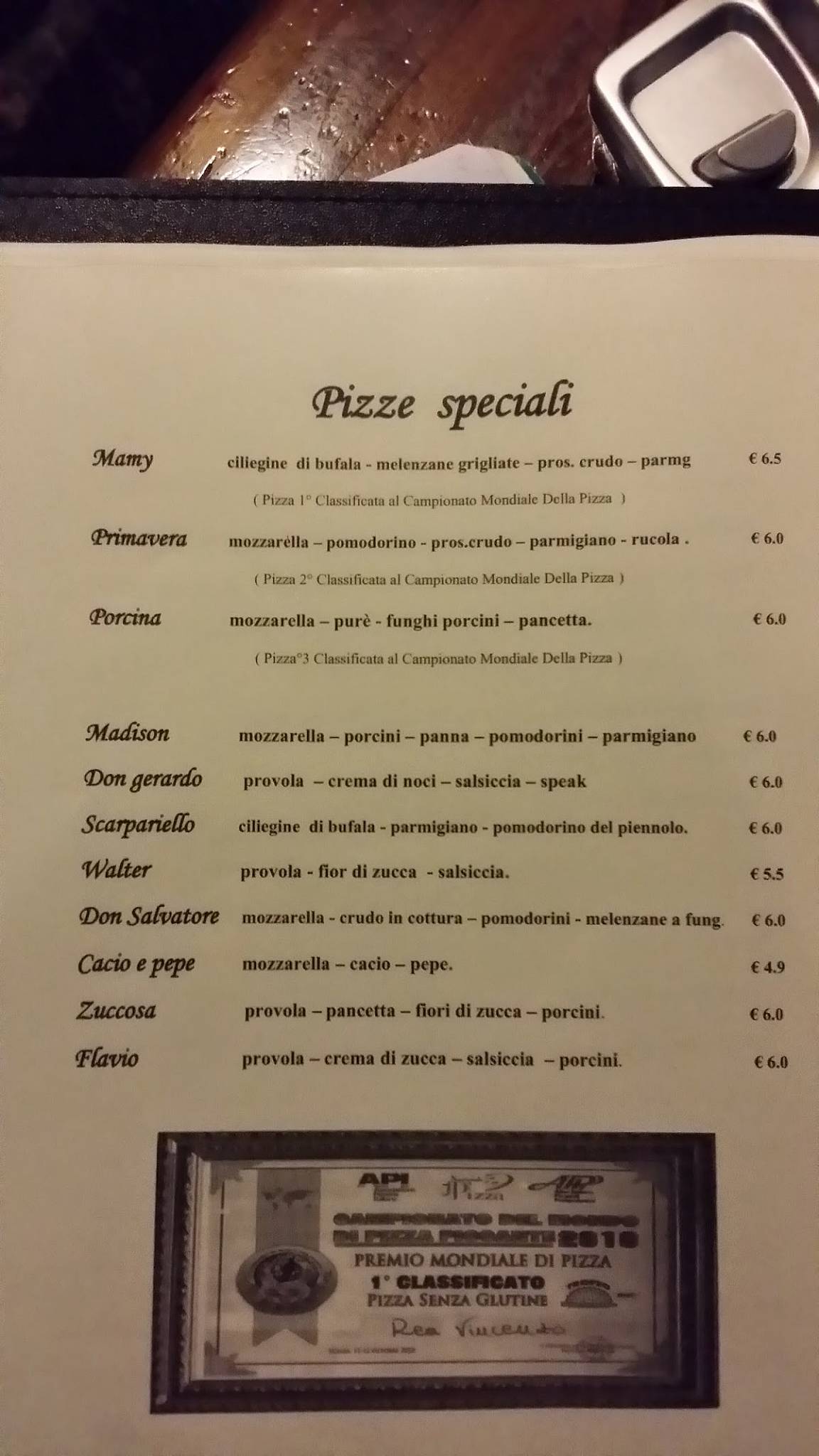 Menu di Madison - Pizza & Ristò 