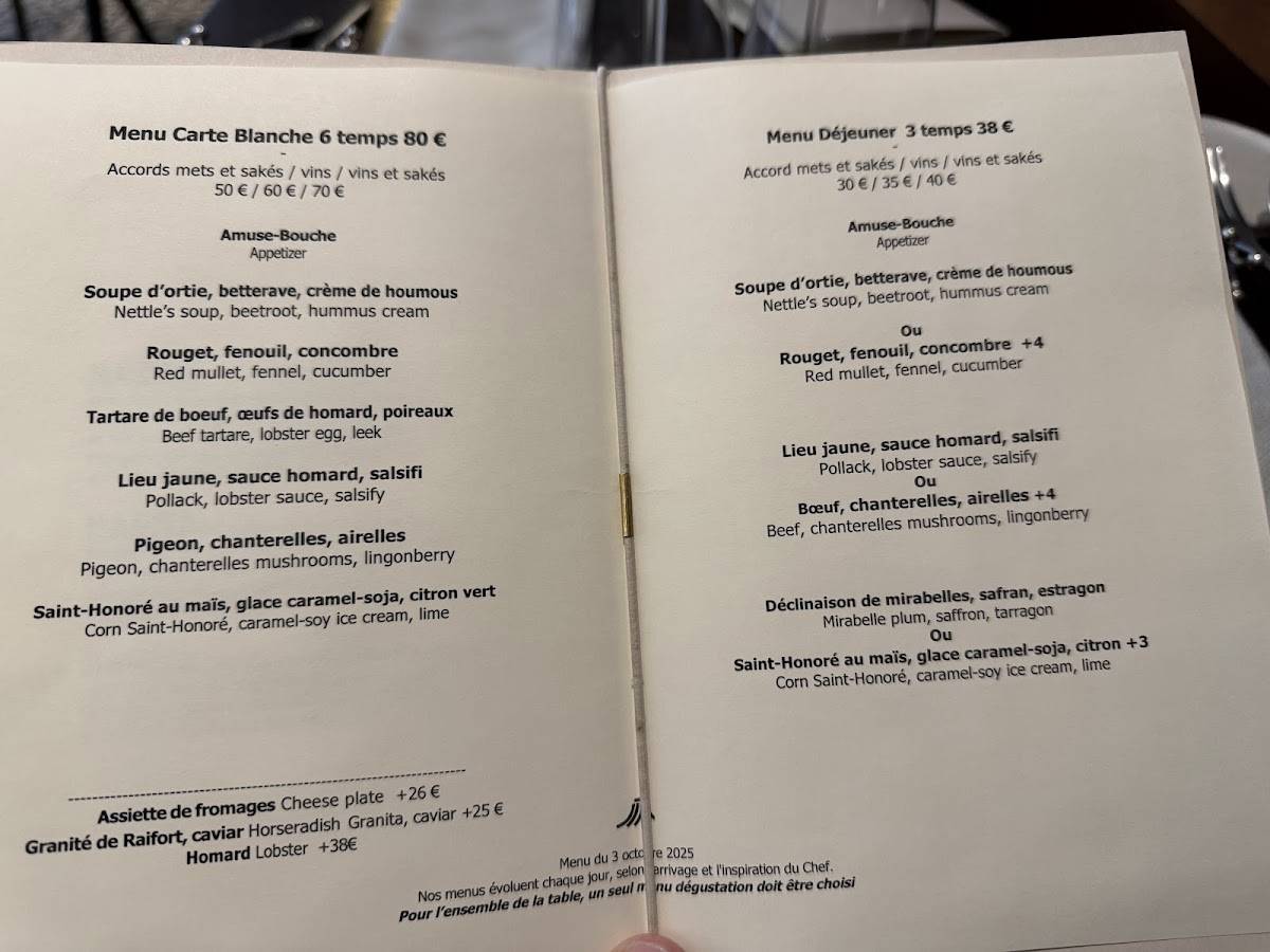 Menu de Magma | Chef Ryuya Ono