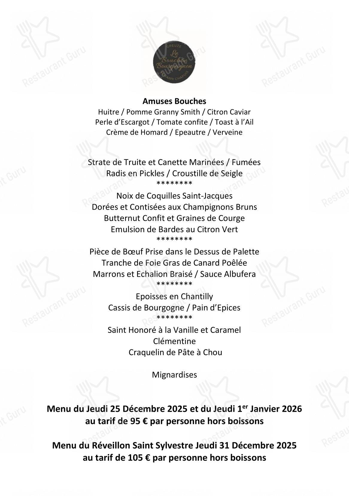 Maison Greuze Le Bouchon Bourguignon dans Tournus - Lunch Menu