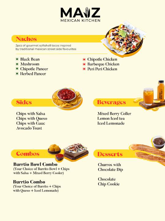 Maiz Mexican Kitchen Thane West menu