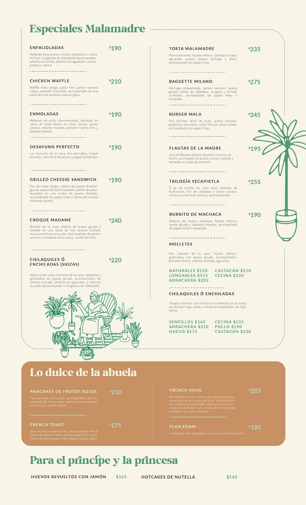 menú de restaurante amor de madre
