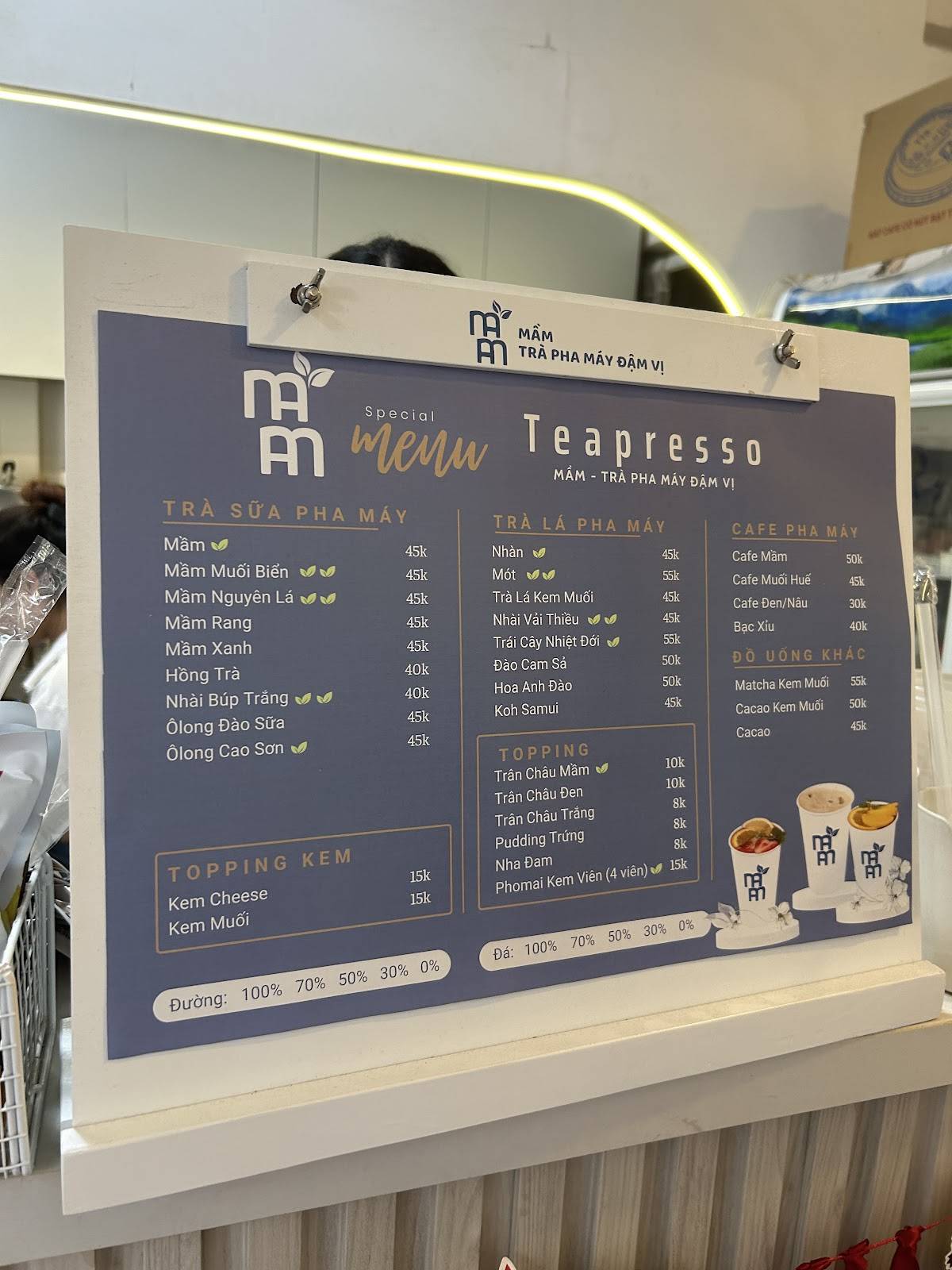 Menu at Mầm - Trà Pha Máy Đậm Vị cafe, Hanoi, 1 Ng. 218 P. Đội Cấn