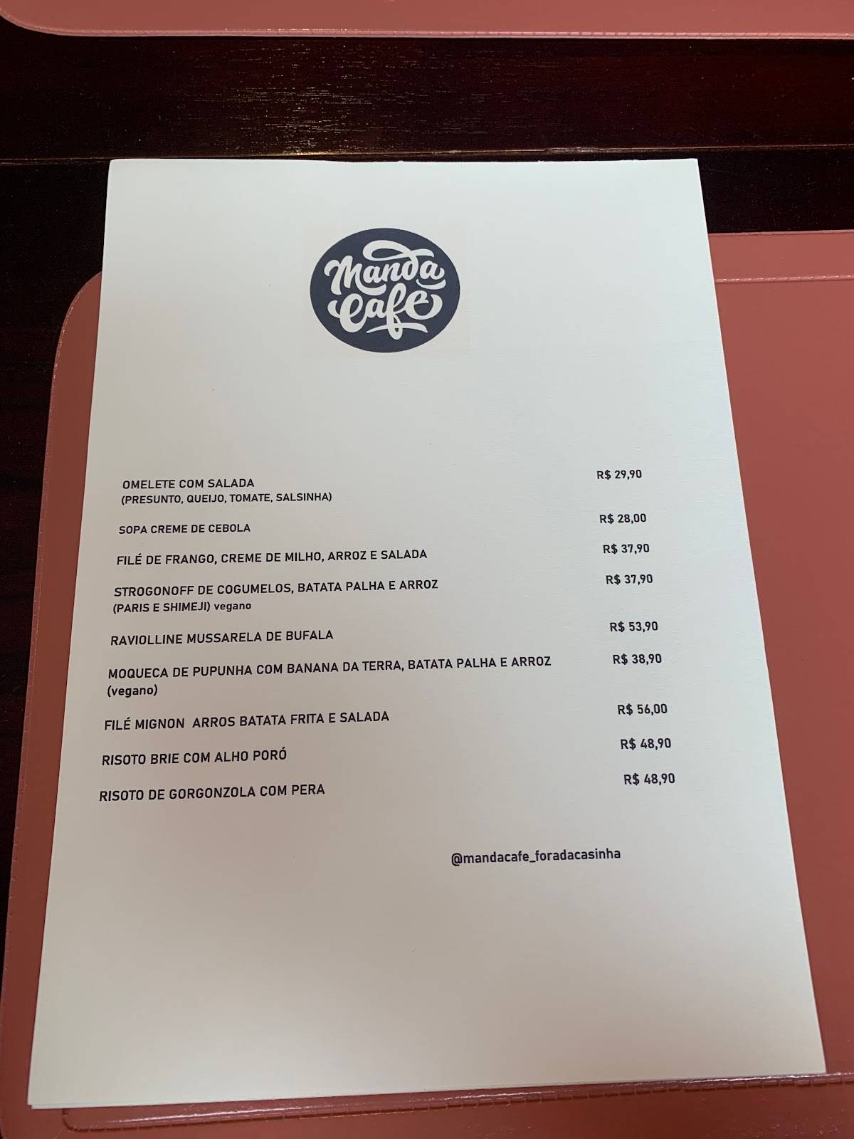 Manda Café - Restaurante cardápio